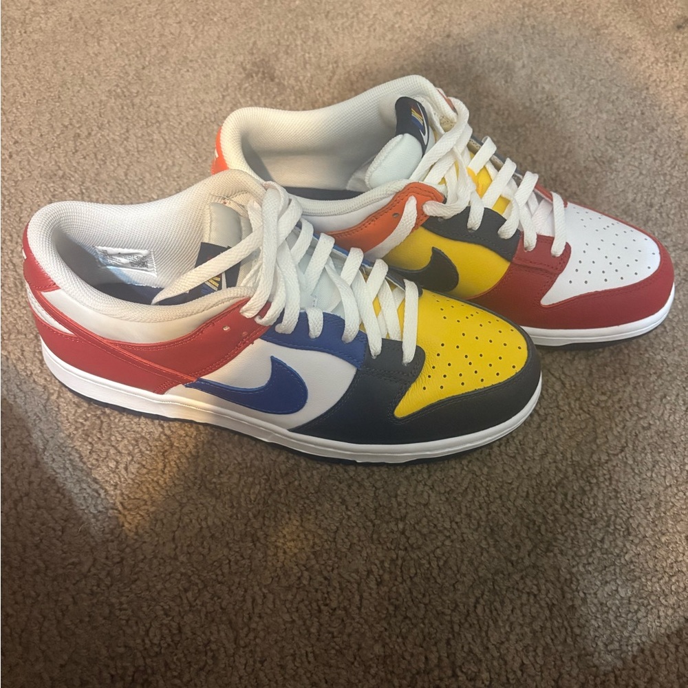 Nike Red and Blue Sneakers Classic Low-Top Design